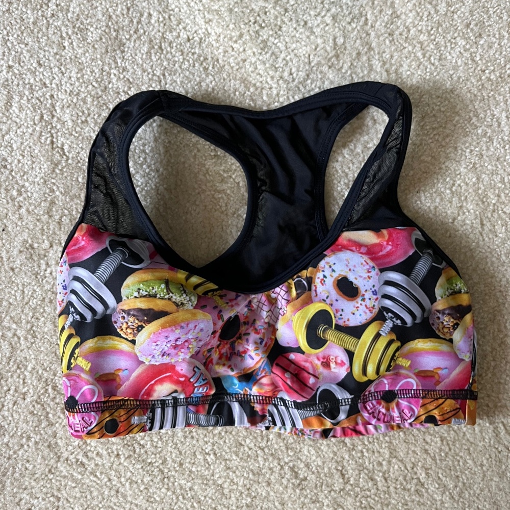 Donut and barbells sports bra S